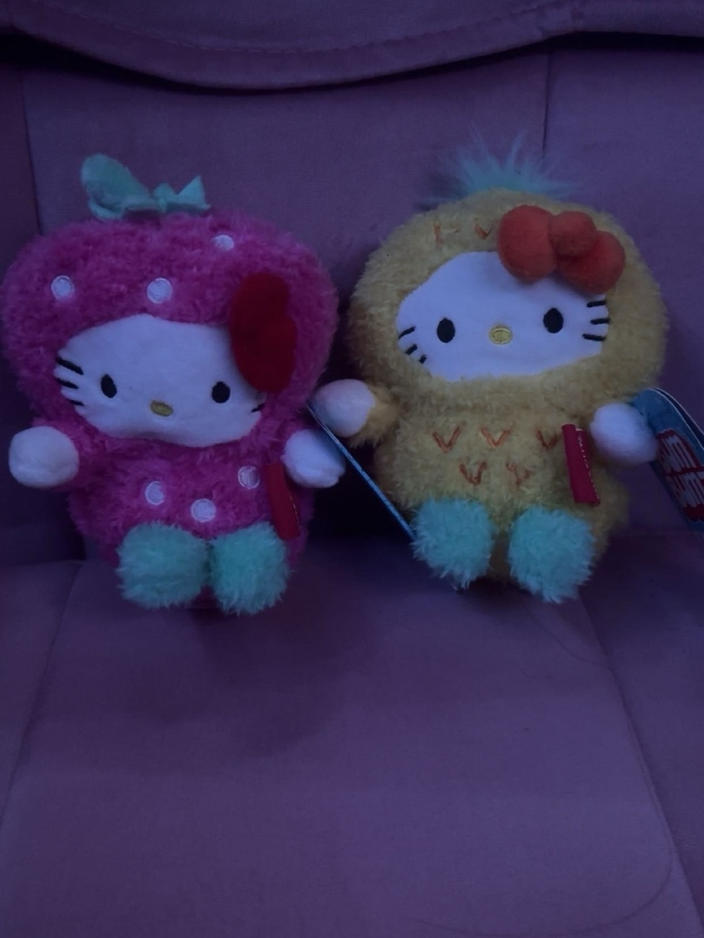 Hello Kitty Plush Duo - Pink Strawberry & Yellow pineapple Costumes